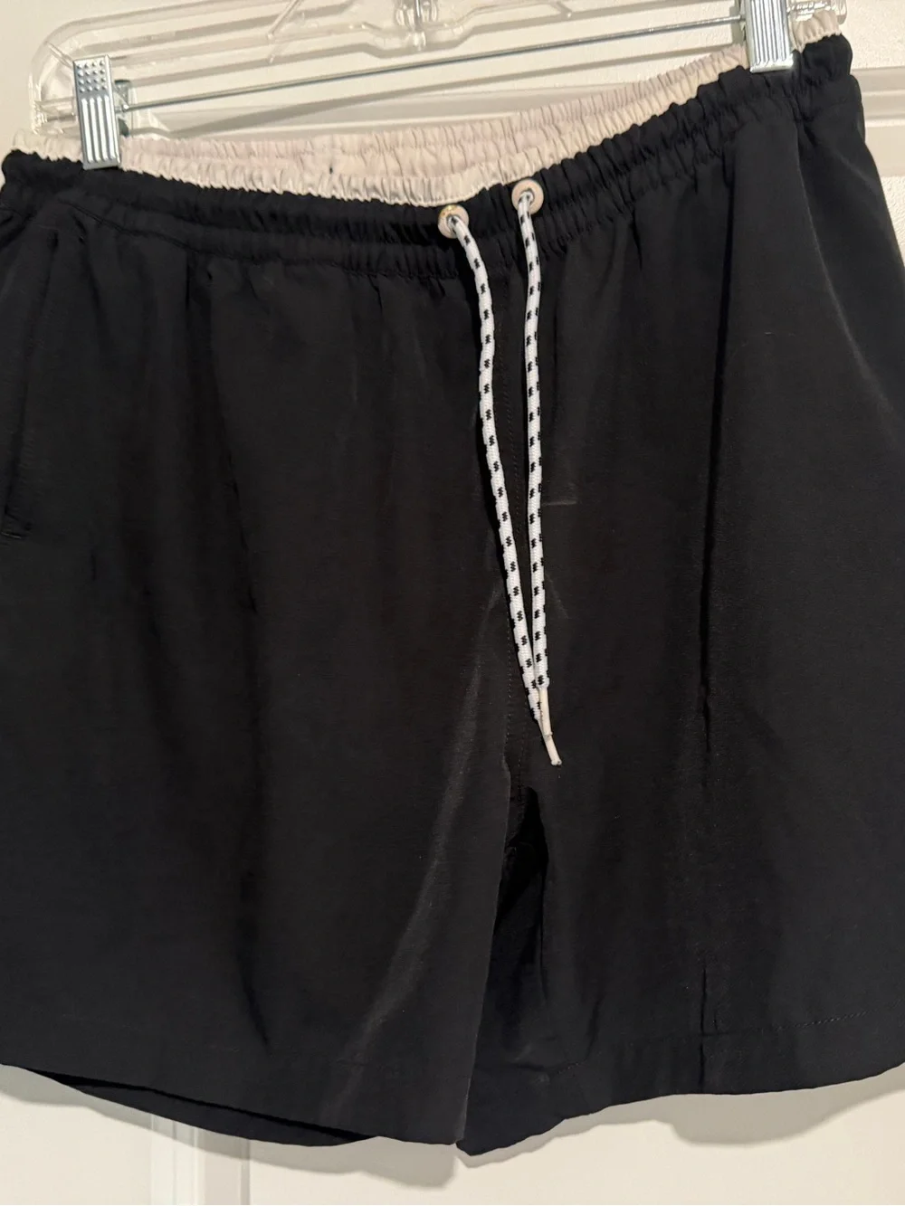 chubbies Black Swim Trunks with White Drawstring